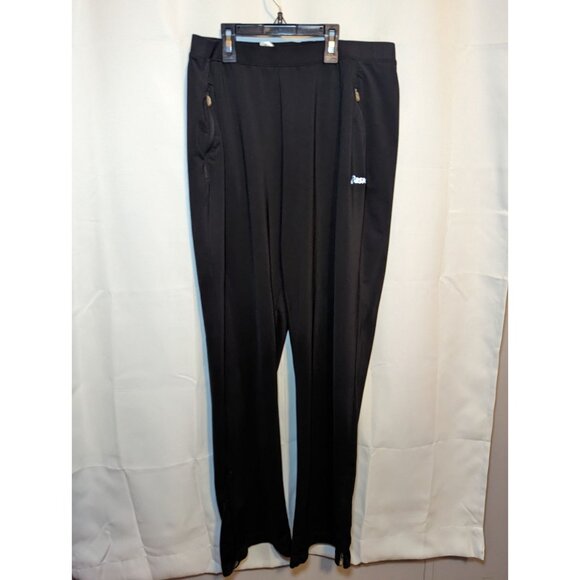 Asics CALI PERFORMANCE PANT Black White largeElastic Waist Athletic Pants - Picture 1 of 16